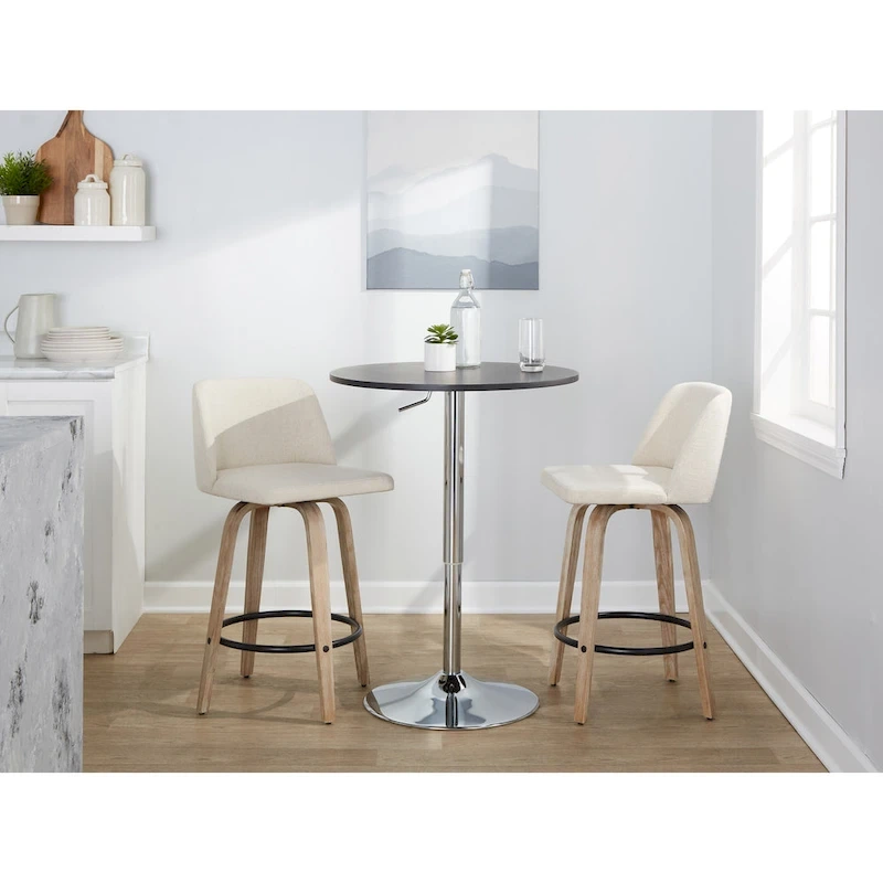 Carson Carrington Vallberga 26 Fixed-Height Counter Stool With Whitewashed Wood Base (Set of 2)