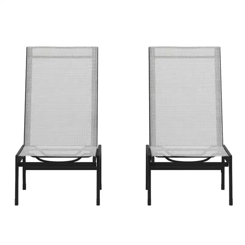 Flash Furniture Brazos Set of 2 Adjustable Chaise Lounge Chairs All-Weather Outdoor Five-Position Recliners
