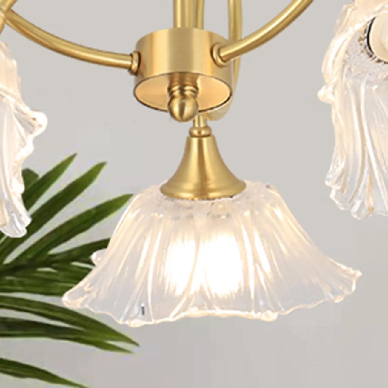 Flower Shaped Modern Gold Semi-Flush Ceiling Light with 3-Light