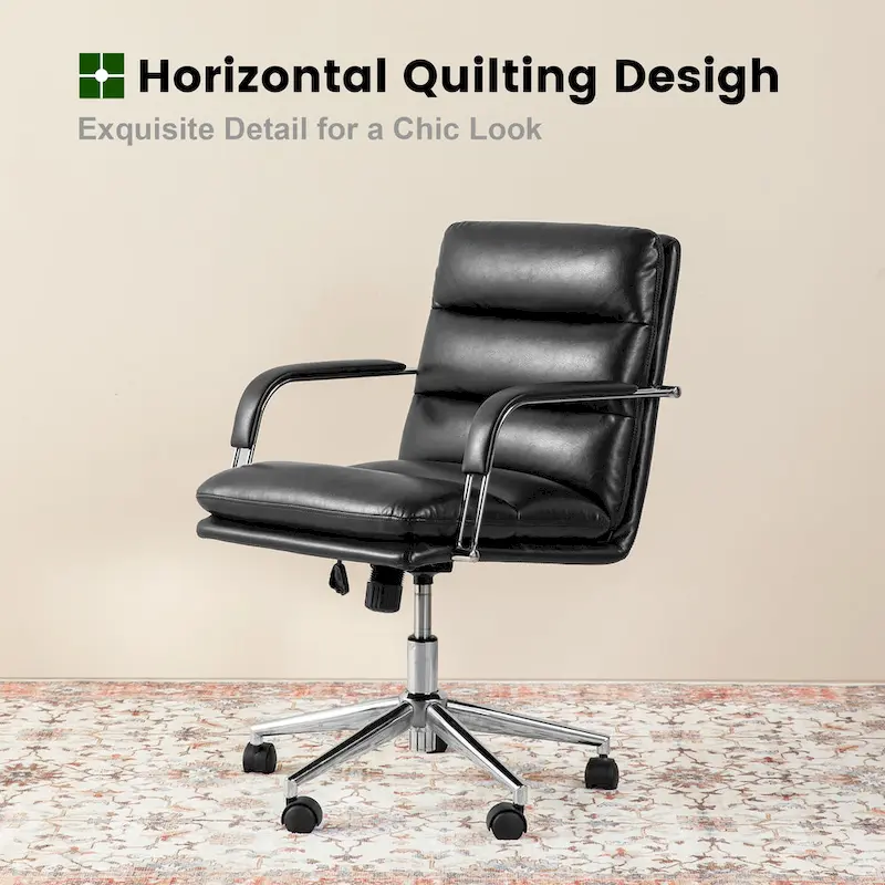 Glitzhome Leatherette Adjustable Swivel Desk Office Chair with Armrest Ergonomic Design