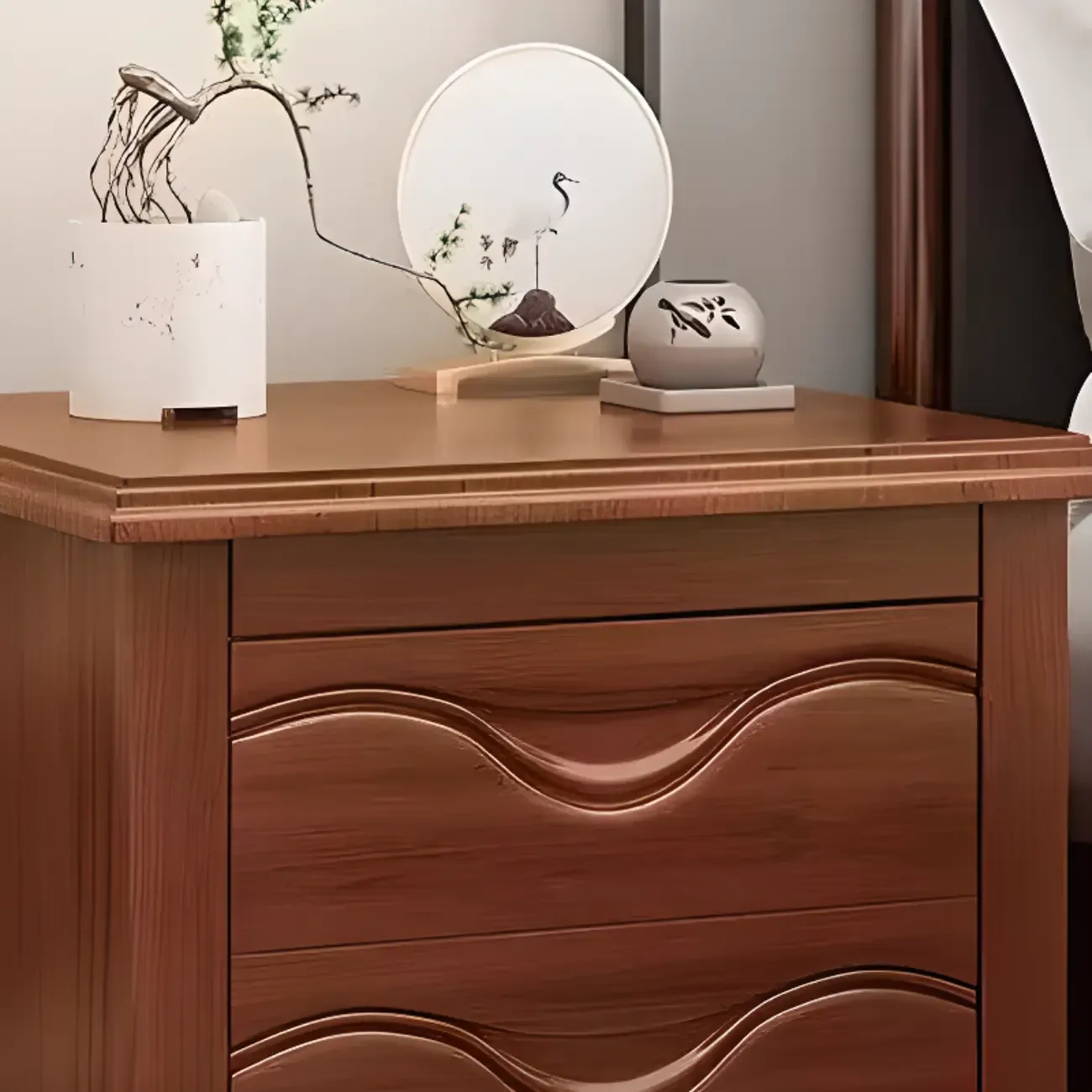 Modern Natural Wood Nightstand with 2 Drawers