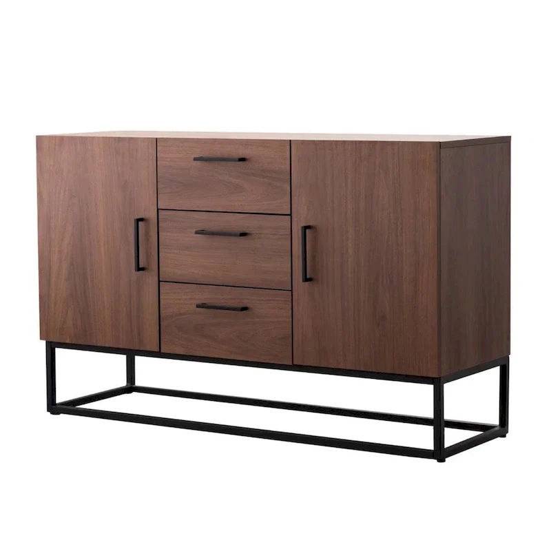 Faux Wood Sideboard with 3 Drawer Server Cabinet