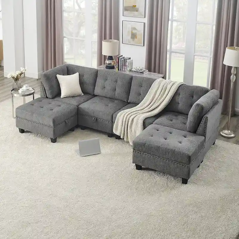 DIY Combination Modular Sectional Sofa, Gray