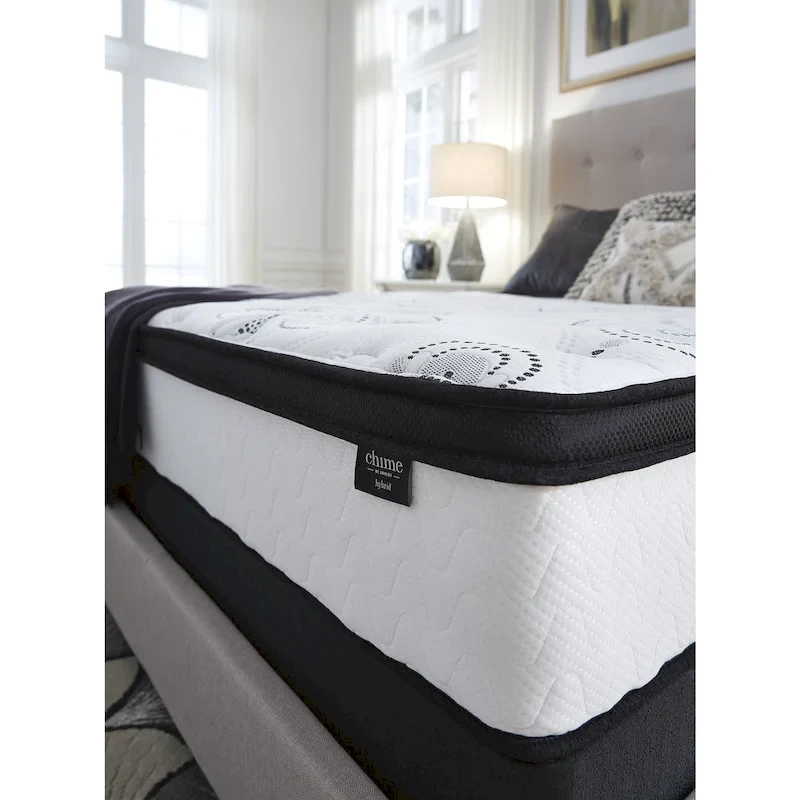 Signature Design by Ashley Chime 12 Inch Hybrid Black/White 2-Piece Mattress Package