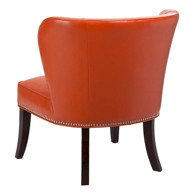 Orange Faux Leather Armless Wingback Accent Chair, 1-Seat