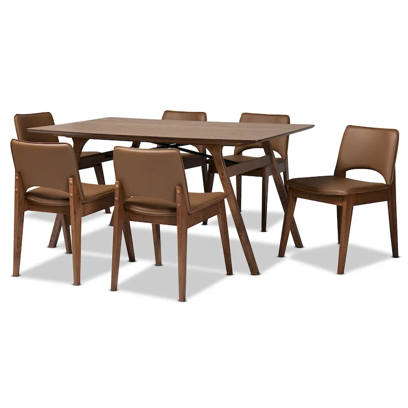Afton Mid-Century Modern 7-Piece Dining Set