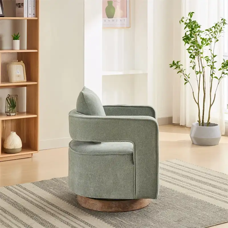 29.1 Swivel Accent Chair with Weathered Wood Base