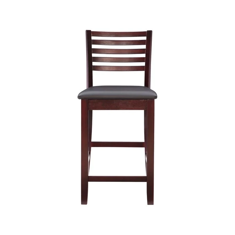 Linon Piedmont Faux Leather/Fabric 24-Inch Ladder Back Counter Stool