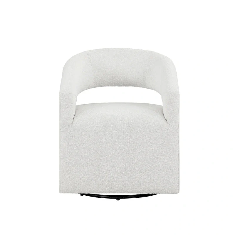 Boucle Swivel Barrel Chair - White/Charcoal - Single Seat