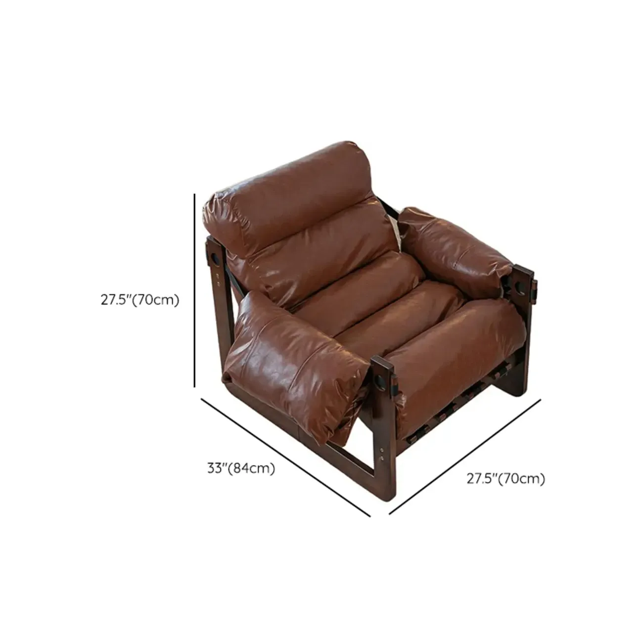Modern Cat-Resistant Leather High Back Arm Accent Chair