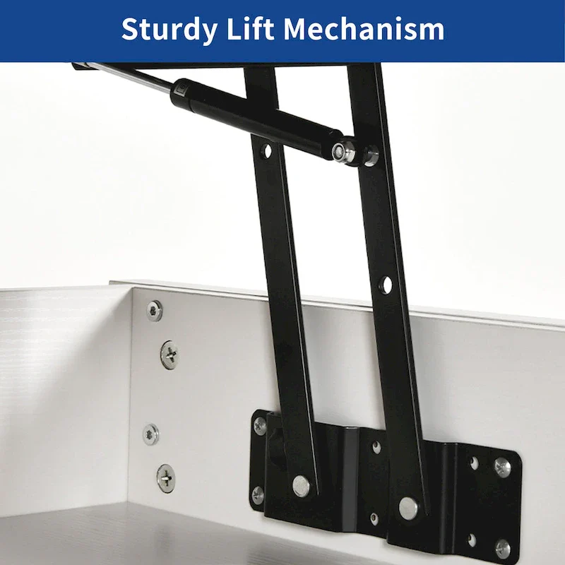 Square Lift Top Coffee Table - White & Gray Wood