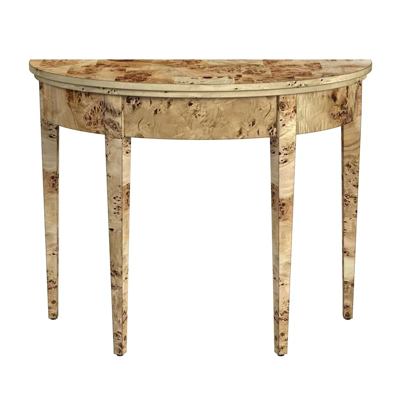 Hampton Demilune Burl 36  Console Table