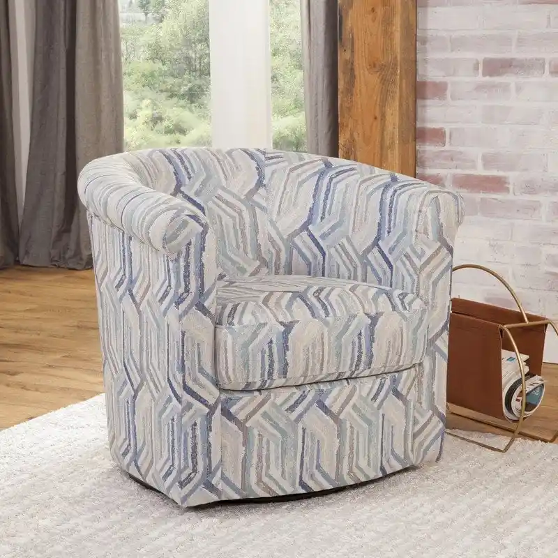 Traditional 360-Degree Swivel Barrel Tub Chair | Faux Leather or Fabric | No Assembly Required