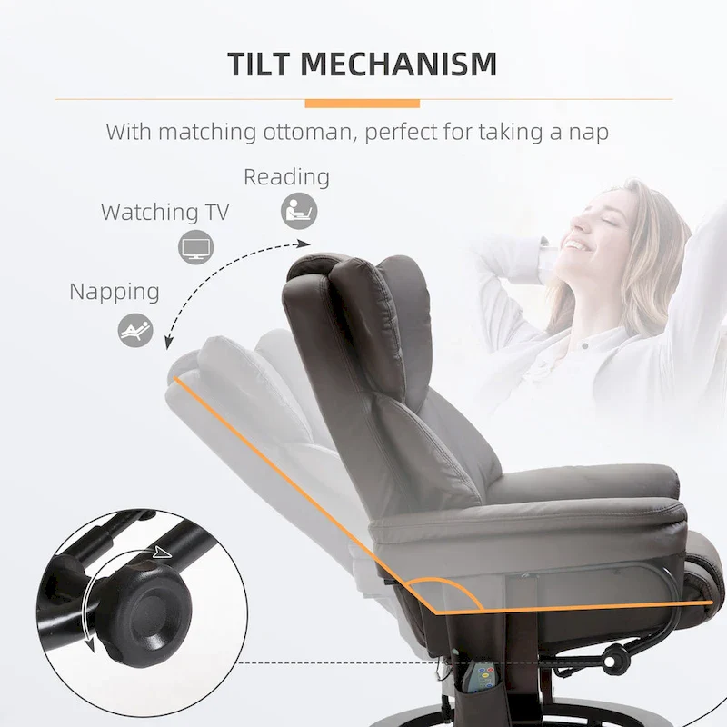 HOMCOM Massage Recliner Chair with Ottoman Footrest