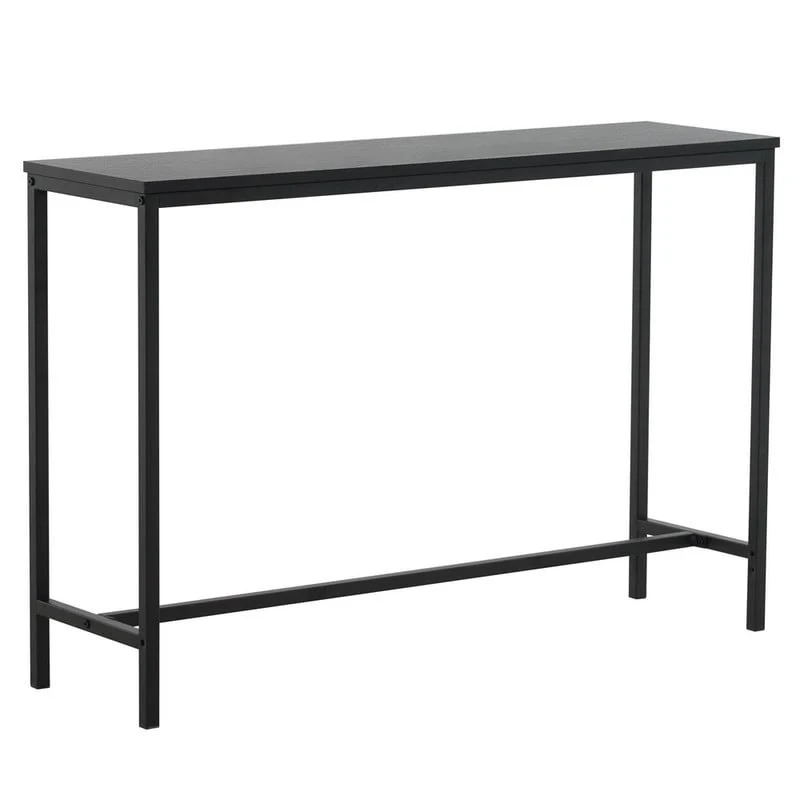 Oak & Black Oak Industrial Metal Console Table