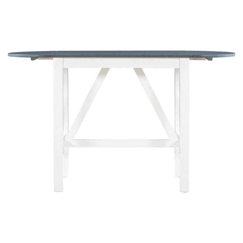 Rustic Style Wooden 3-Piece Dining Table Set with Drop Leaf and 2 Upholstered Dining Chairs