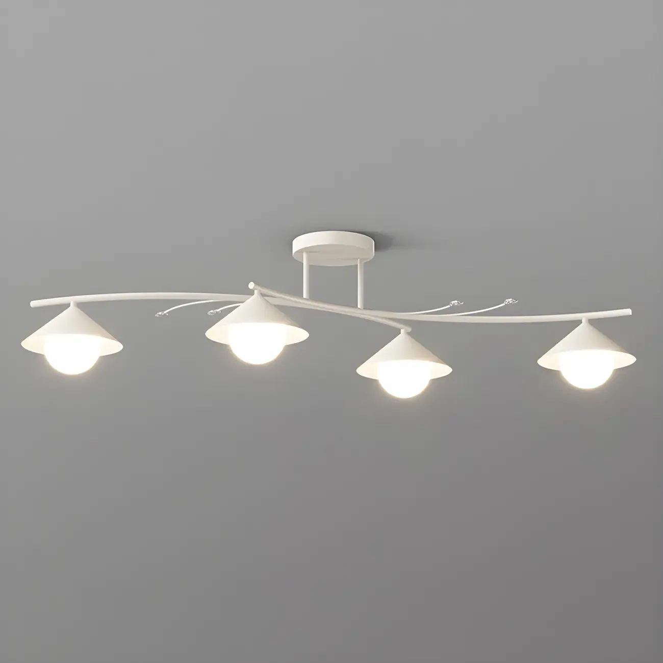 Sleek Modern White Metal Island Pendant Light