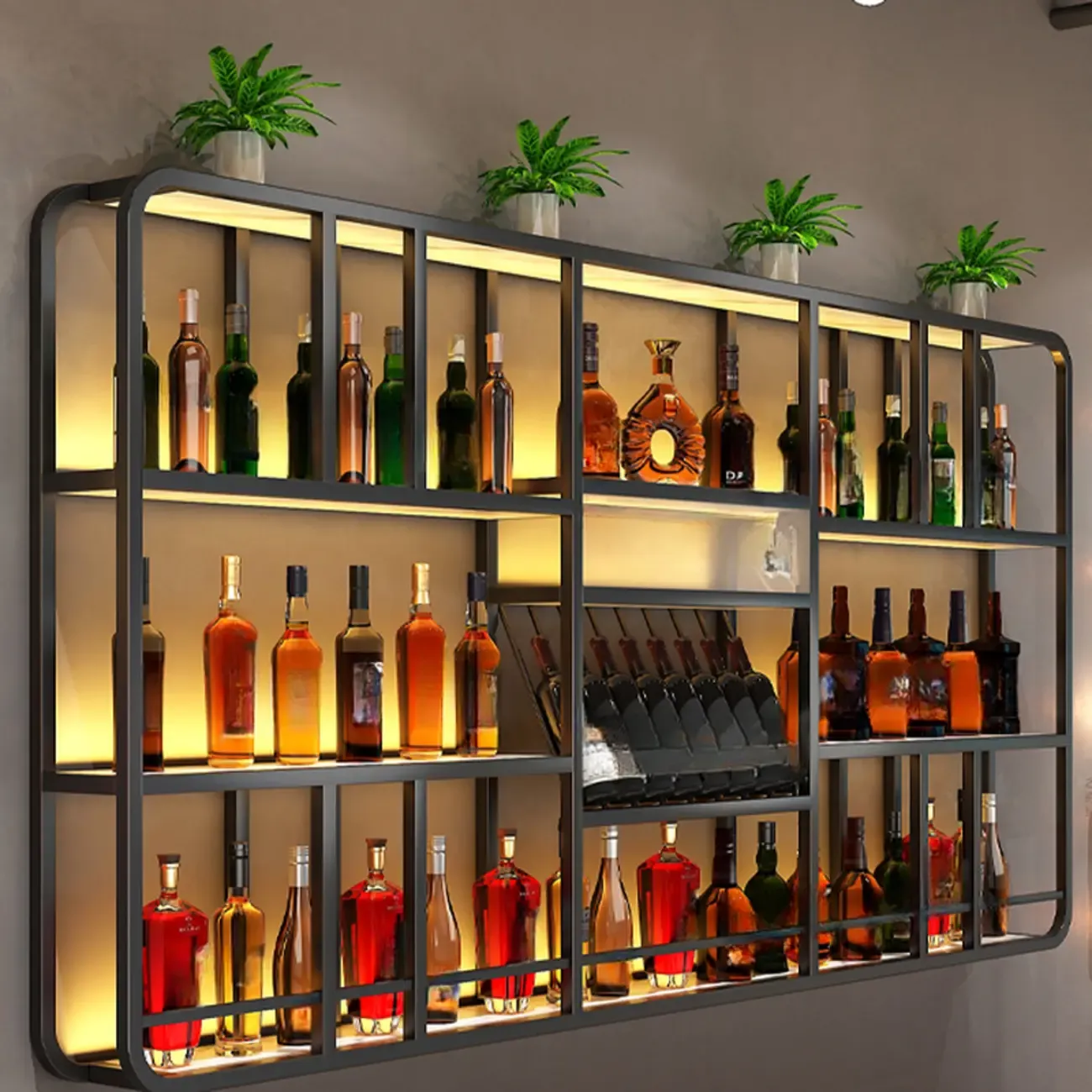 Glam Gold Wall-Mounted Open Wine Bottle Rack