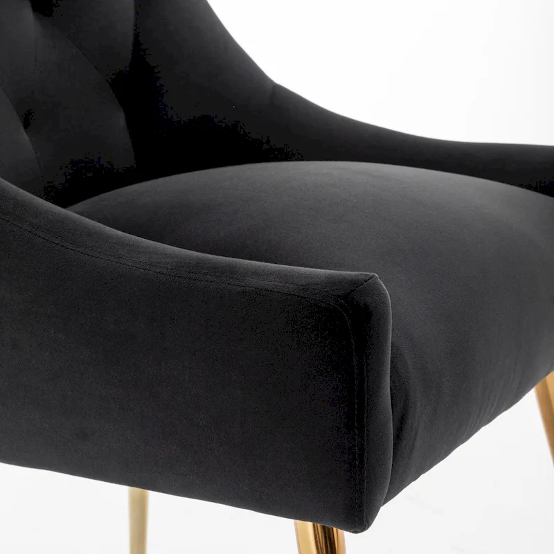 SEYNAR Modern Boucle Velvet Upholstered Accent Dining Chair Set of 2 Tufted Back Armless Chair with Golden Legs