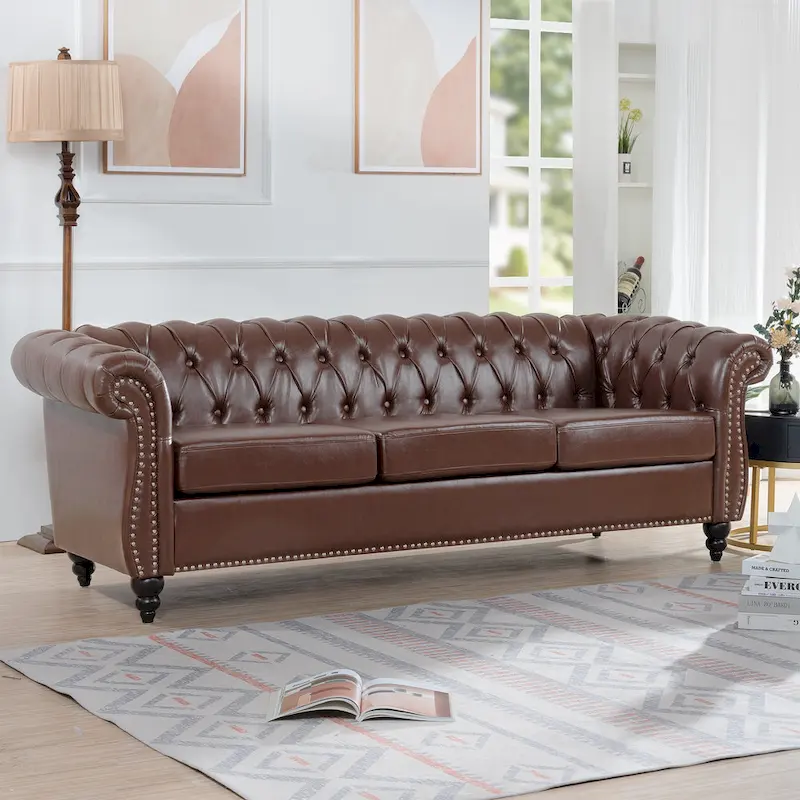 Naro Mid-Century 84 Modern 3 Seater Chesterfield Sofa Couches by Christopher Knight Home