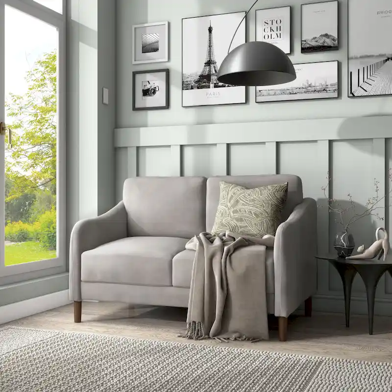 Grey Velvet Loveseat – 2-Seat, 52