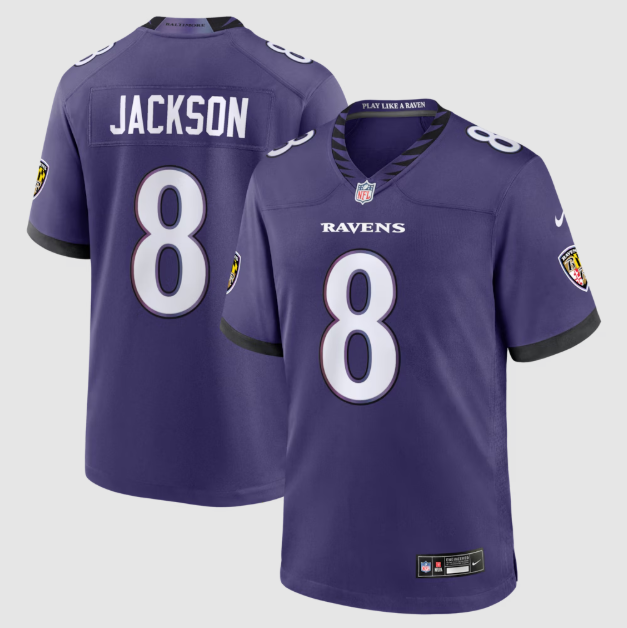 Baltimore Ravens Lamar Jackson Purple Team Game Jersey