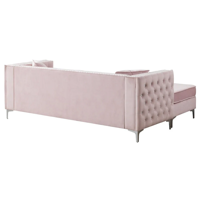Paige Velvet Tufted Sofa with Chaise