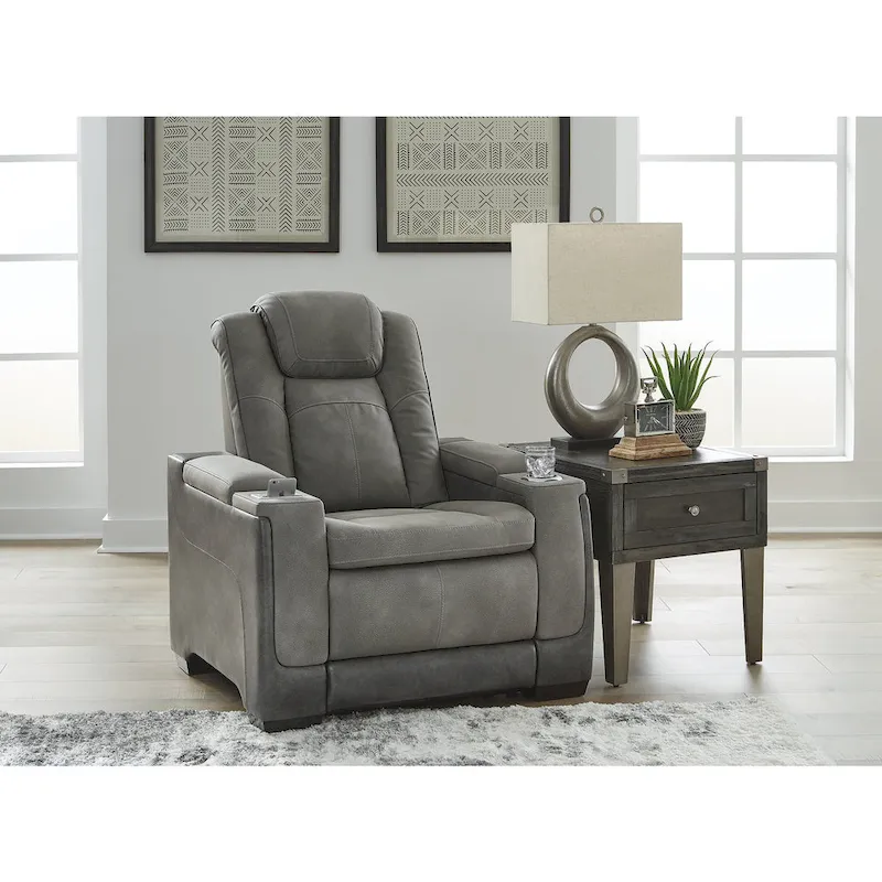Power Recliner Chair with Adjustable Headrest | Faux Leather, USB Port, Living Room
