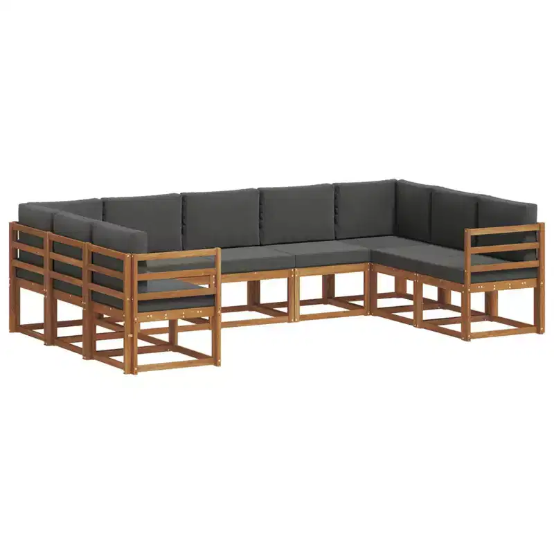vidaXL Outdoor Sofa Set with Cushion 9 pcs Natural and Anthracite