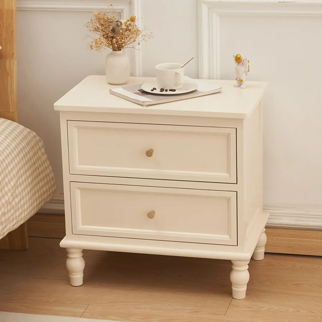 Classic Pure White Wood 3-Drawer Nightstand
