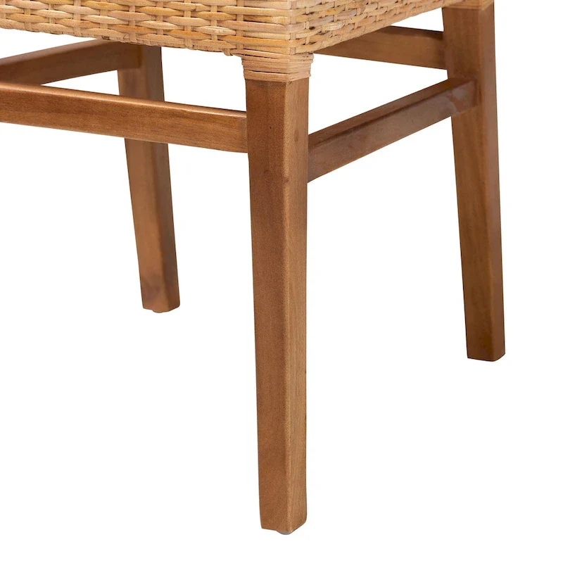 Lesia Bohemian Natural Rattan and Mahogany Wood Dining Chair