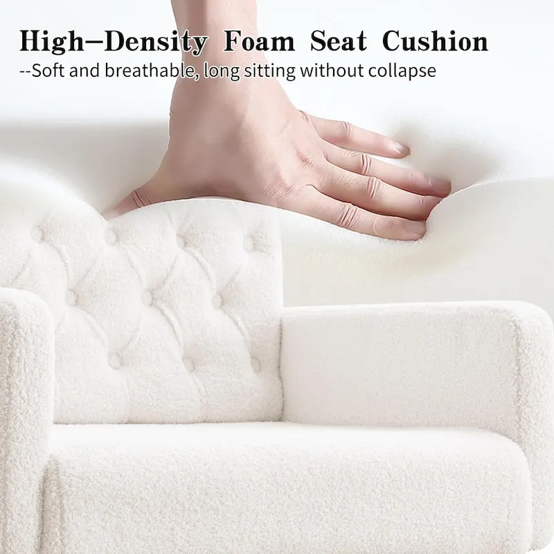 HOMYKA Sherpa Accent Chair Button Tufted Upholstered Linen Velvet Modern Armchair