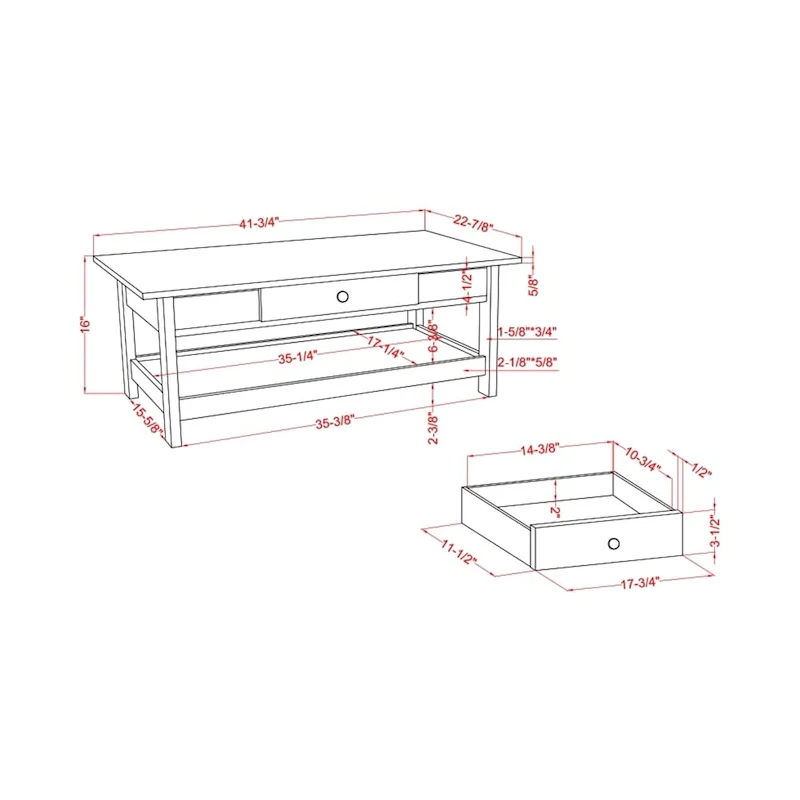 Transitional Rubberwood Coffee Table and End Table with Drawer
