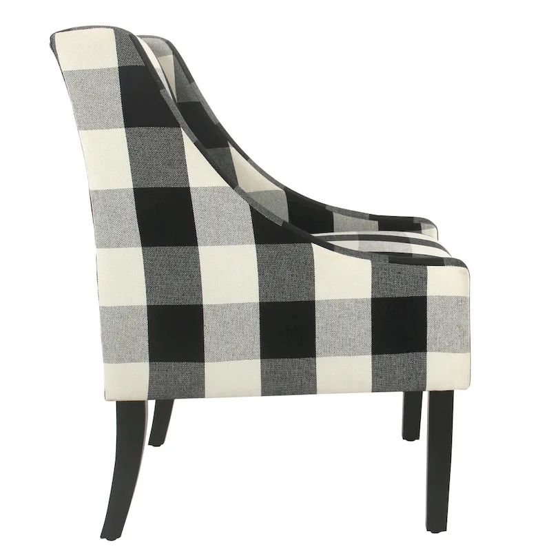 HomePop Modern Swoop Accent Chair - Black Plaid