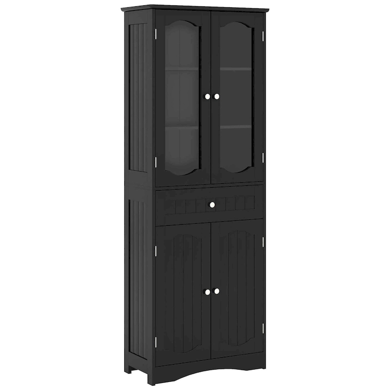 Costway 63  Tall Bathroom Cabinet with Tempered Glass Doors Adjustable - See Details
