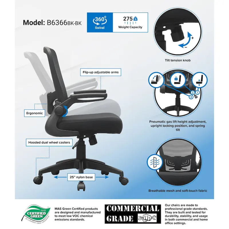 BOSS Flip Arm Mesh Task Chair