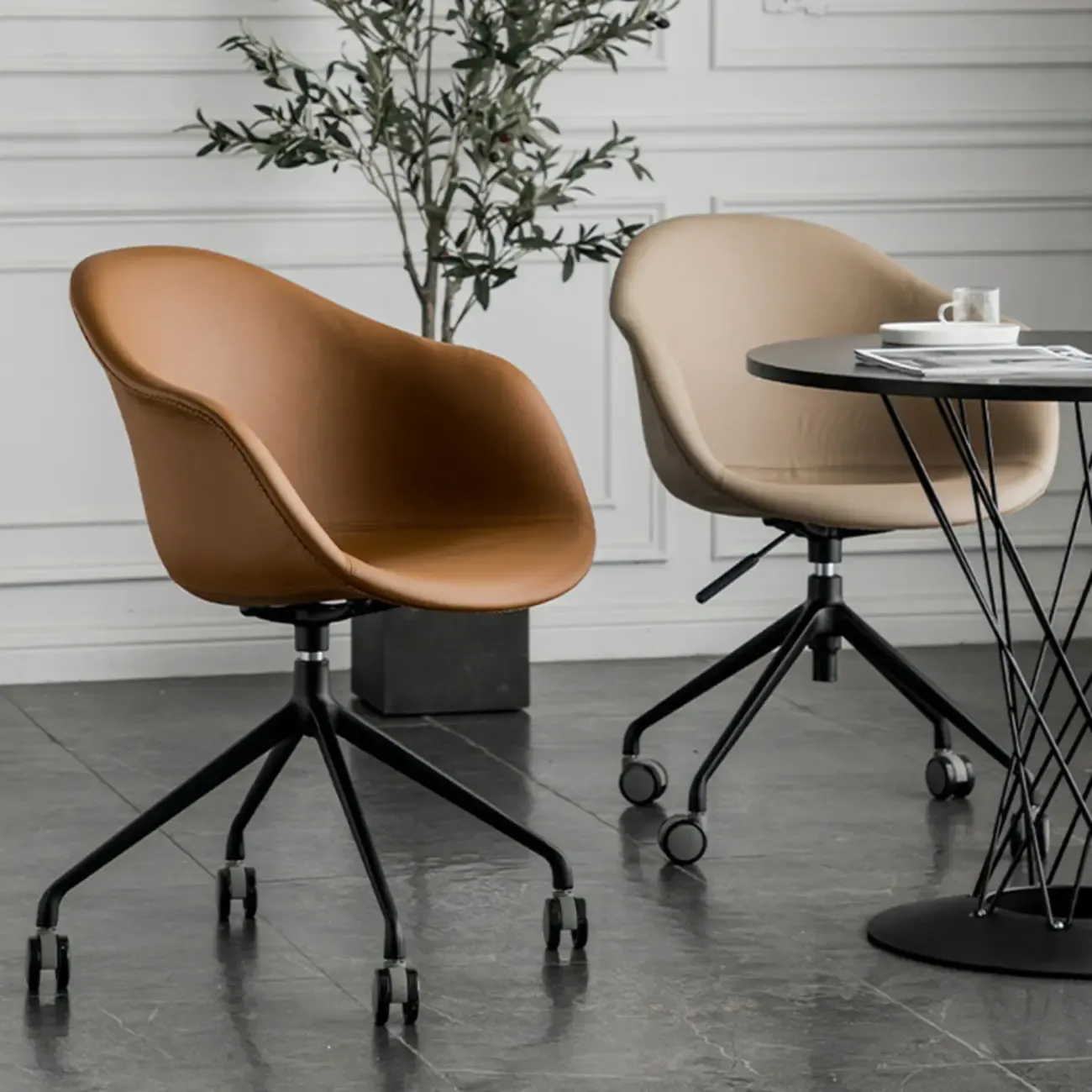 Simple Brown Adjustable Swivel Office Chair