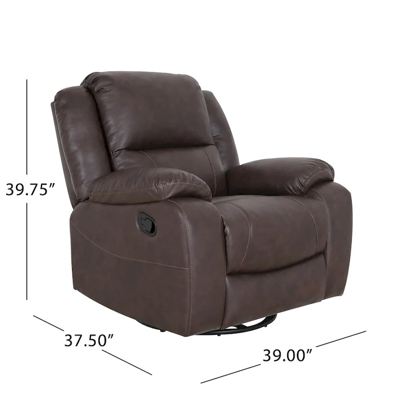 Malic Tufted Faux Leather Swivel Recliner by