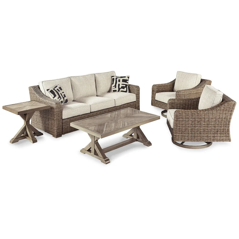 Signature Design by Ashley Beachcroft Brown/Beige 5-Piece Outdoor Conversation Set - 82.25