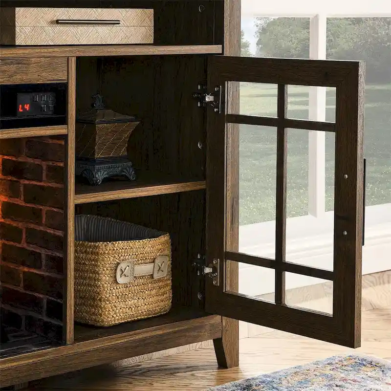 TV Media Stand with Electric Fireplace KD Inserts Heater - 55 inches