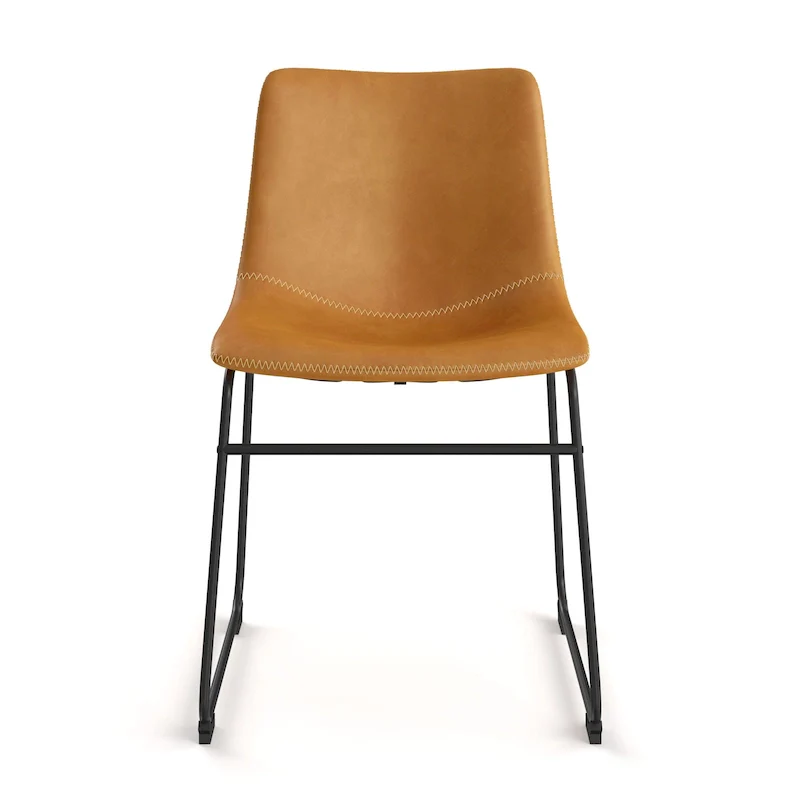 Vegan Leather Side Chairs with Black Legs (Set of 2)