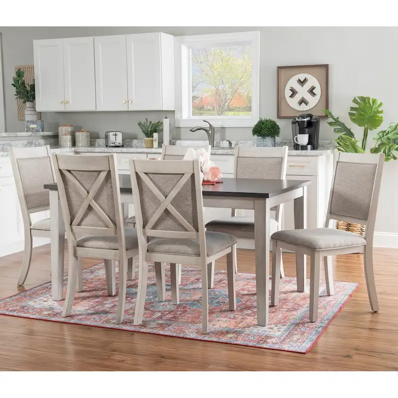 McKee 7-piece White Farmhouse Dining Set