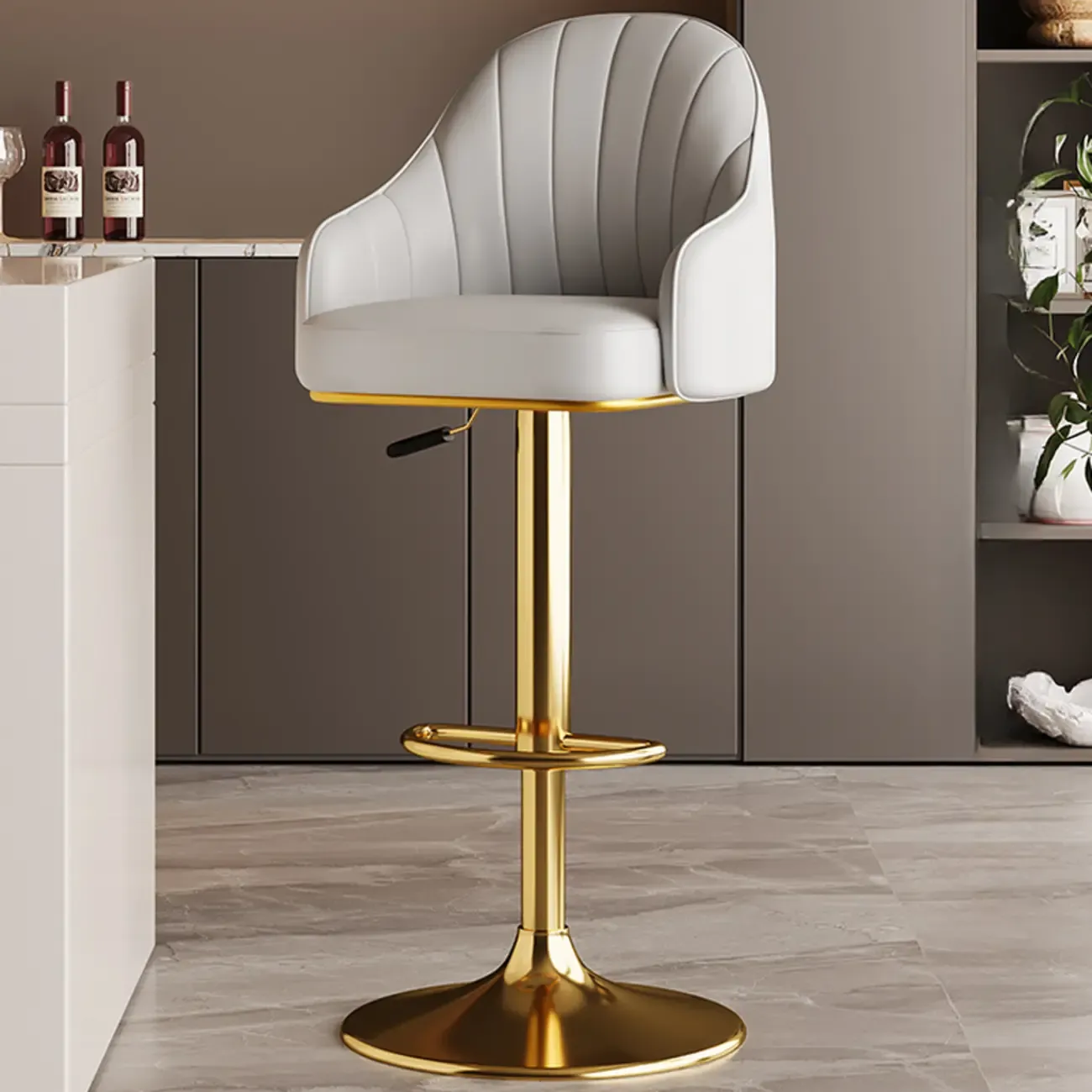 Low Back Adjustable Modern Leather Swivel Bar Stool