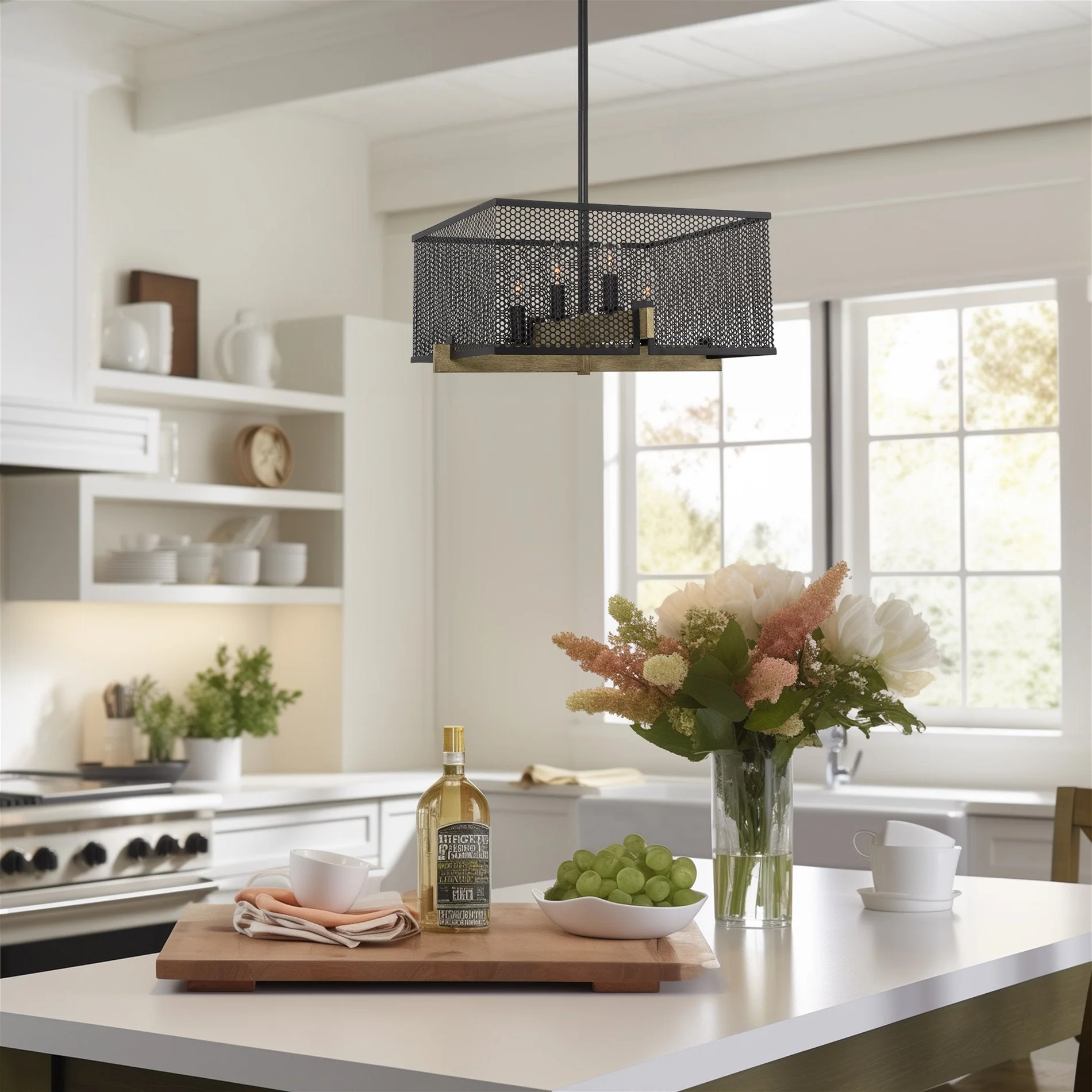 Channing 28 Modern 4-Light Industrial Farmhouse Pendant Light Chandelier