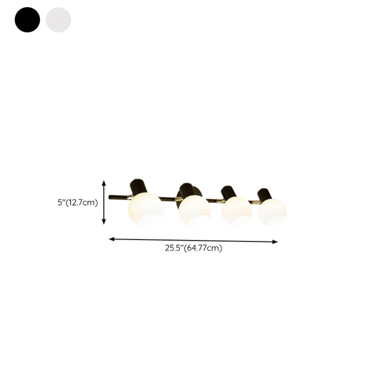 Modern Metal Black Glass Dome Bathroom Vanity Light