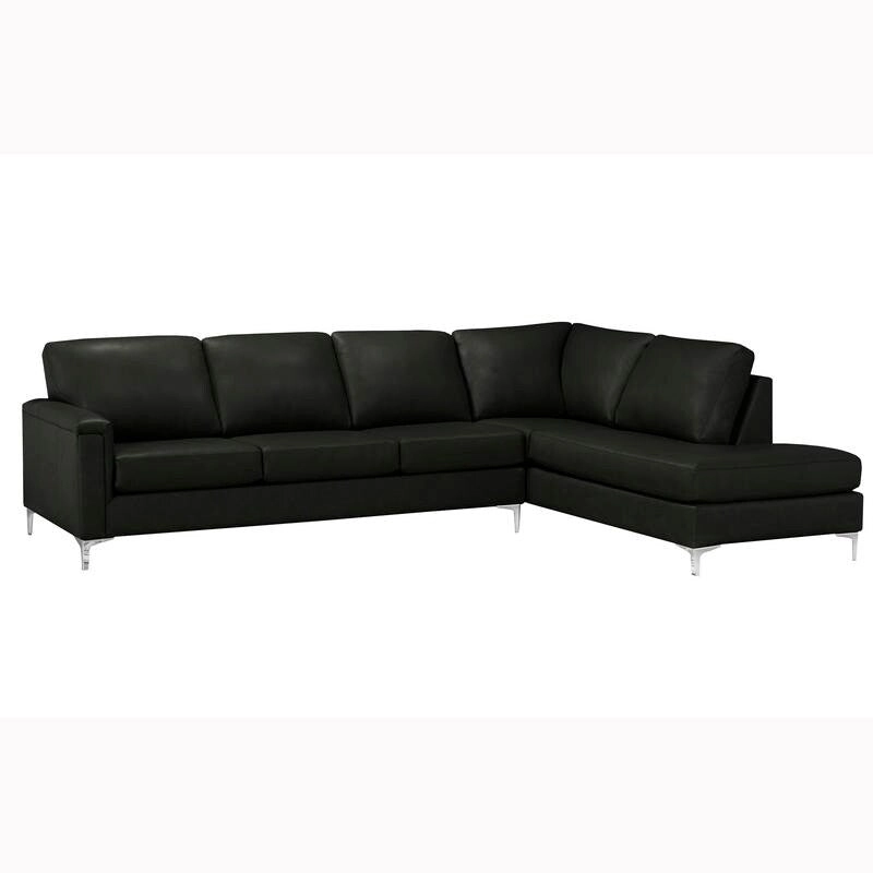 Malibu L-shaped Top-grain Leather Sectional Sofa - 122.5 x 85 x 36.5 x 35
