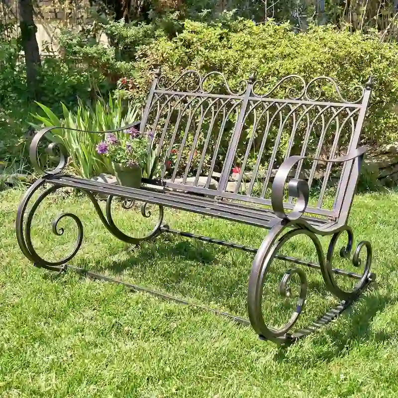 Iron Rocking Garden Bench Tatiana in Antique Bronze