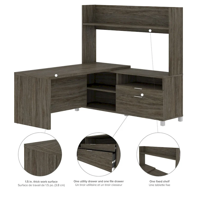 Pro-Linea L-Desk with Open hutch
