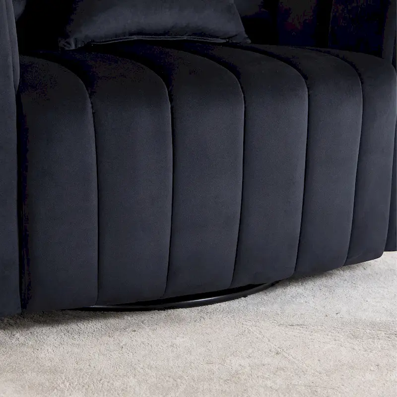 Modern Velvet Swivel Accent Chair,Sofa Chair with Pillows