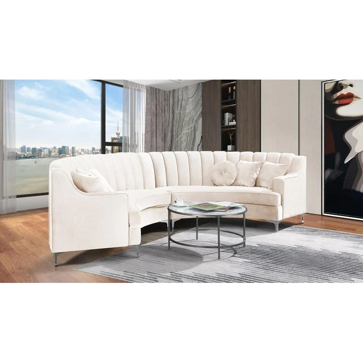 Round Circle Couch Symmetrical Modular Curved Velvet Sectional Sofa